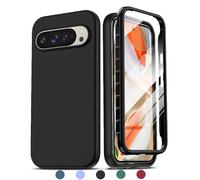 LeYi Phone Case with Built-in Screen Protector, 360° Full Body Cover, Slim Soft TPU Case + PC Bumper, Shockproof Protective for Google Pixel 9/Pixel 9 Pro - Black