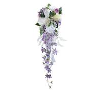 LEYILE Bridal Bouquet, Teardrop Artificial Rose Bouquet, Bridesmaid Long Bouquet for Wedding