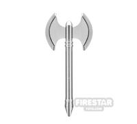 LeYiLeBrick Minifigure Weapon Double Bladed Axe CHROME SILVER