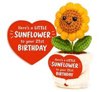 Leyiteng 21st Birthday Gift for Her Him, Funny Crochet Sunflower 21st Birthday Decor Card Keepsake,Unique 21 Years Old Gift Ideas Presents for Men Women Daughter Son Niece Nephew Sister Brother