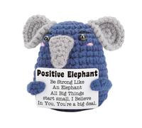 Leyiteng Emotional Support, Elephant Gifts for Women Men,Mini Inspirational Good Luck Gifts Funny Knitted Wool Doll Gift for Adults Women Students Birthday Home Office (Dark Blue Positive Elephant)
