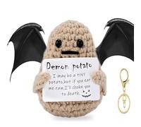 Leyiteng Halloween Stuff, Halloween Devil Potatoes, Boo Basket Gifts, Mini Inspirational Good Luck Gifts Funny Knitted Wool Doll Gift for Adults Women Students Birthday Home Office