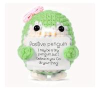 Leyiteng Positive Penguin, Cute Stuff, Emotional Support Gift, Small Inspirational Good Luck Charm Gift for Graduation New Job Beginning Funny Knitted Wool Doll, Birthday Home Office Gift
