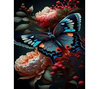 LEYIUYIU 5D Diamond Art Painting Set Adult Beginners Children DIY Full Round Diamond Handmade Artwork Home Wall Decoration - Miri Butterfly - 40x50cm
