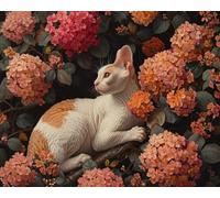 LEYIUYIU Pre-Printed Pattern Cross Stitch Kit DIY for Adults Beginners Kids 11CT Embroidery Kit Crafts Home Wall Decor - Flowers and Cats - 40x50cm