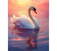 LEYIUYIU Printed Pattern Cross Stitch DIY Kit Suitable for Adults & Beginners 11CT Embroidery Set for Handcrafting and Home Wall Decor - White Swan - 40x50cm