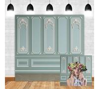 Leyiyi 10x10ft Green Vintage Room Inside Backdrop European Frame Modern House French Castle Cementery Wall Retro Style Photo Background Cowboy Kids Birthday Portrait Studio Prop Vinyl Wallpaper