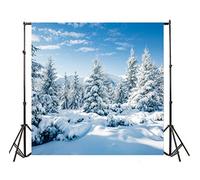 Leyiyi 10x10ft Photography Background Snow Covered Mountain Backdrop Cold Winter Pine Forest Sunlight Merry Christmas Happy New Year Alps Blue Sky Cloud Photo Portrait Vinyl Studio Video Prop