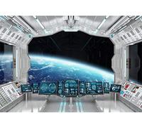 Leyiyi 10x6.5ft Spaceship Interior Backdrop 3D Universe Workshop Outer Space Travel Science Explore Station Earth Vista Photo Background Cowboy Kids Birthday Portrait Shoot Studio Vinyl Prop Wallpaper