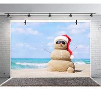 Leyiyi 10x7ft Photography Background Merry Christmas Backdrop Xmas Santa Claus Cap Snowman Seaside Southern Sand Beach Sunglasses Hawaiian Luau Happy New Year Holiday Photo Portrait Vinyl Studio Prop