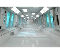 Leyiyi 10x8ft Futuristic Tunnel Backdrop Space Station Corridor Universe Explore Capsual Scientist Base Pathway City View Photo Backgroud Cowboy Birthday Portrait Shoot Studio Vinyl Prop Wallpaper