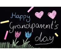 Leyiyi 10x8ft Photography Background Happy Grandparents Day Backdrop Old Classroom Party Blackboard Chalk Hand Writing Heart Shape Flowers Grunge Graffiti Board Retro Photo Portrait Vinyl Studio Prop