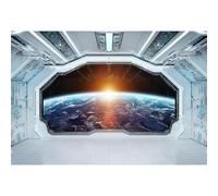 Leyiyi 10x8ft Spaceship Interior Background Planet Light Earth Window View Spaceship Backdrop for Photography Futuristic Science Fiction Photo Backdrop Space Station Children's Room Decoration