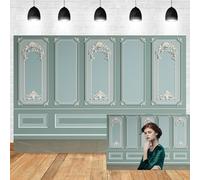 Leyiyi 12x10ft Green Vintage Room Inside Backdrop European Frame Modern House French Castle Cementery Wall Retro Style Photo Background Cowboy Kids Birthday Portrait Studio Prop Vinyl Wallpaper