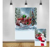 Leyiyi 3x5ft Photography Backdrop Merry Christmas Background Snowing Forest Happy New Year Snowflakes Sleigh Jingle Bells Gifts Santa Claus Ribbon Wallpaper Photo Portrait Vinyl Video Studio Prop
