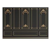 Leyiyi 5x3ft Gold Black Vintage Room Inside Backdrop European Frame Modern House French Castle Cementery Wall Retro Style Photo Background Cowboy Kids Birthday Portrait Studio Props Vinyl Wallpaper