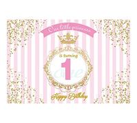 Leyiyi 5x3ft Little Princess 1st Birthday Backdrop Pink White Striped Banner Luxury Royal Crown Kids B Day Background Golden Glitter Spots Vintage Frame Cake Table Portrait Vinyl Prop Studio Wallpaper