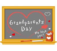 Leyiyi 5x3ft Photography Backgroud Happy Grandparents Day Backdrop Vintage Classroom Blackboard Heart Shape Chalks Marker Love You Greeting Wooden Frame Old Folks Photo Portrait Vinyl Studio Prop