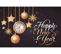 Leyiyi 5x4ft 2021 Happy New Year Backdrop Clock Vintage Eve Party Bokeh Halo Banner Snowflake Glitter Sequin Luxury Star Photo Background Merry Christmas Portrait Shoot Vinyl Studio Prop