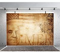 Leyiyi 5x4ft Grunge Graffiti America Flag Photography Backdrop Vintage Wall Painting United States Map President Icon Washington George Background US Memorial Day Photo Portrait Vinyl Studio Prop