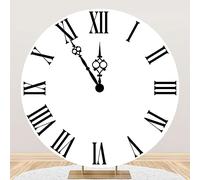 Leyiyi 6.5x6.5ft White Clock Round Backdrop Cover Polyester Countdown Happy New Year Photography Background for Christmas New Year Eve Party Decorations Cake Table Banner Supplies Photo Shoot Props