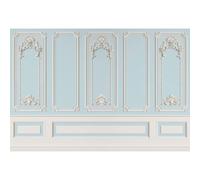 Leyiyi 6x4ft Blue White Vintage Room Inside Backdrop European Frame Modern House French Castle Cementery Wall Retro Style Photo Background Cowboy Kids Birthday Portrait Studio Props Vinyl Wallpaper