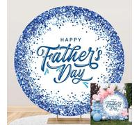 Leyiyi 7.2x7.2ft Happy Father's Day Round Backdrop Cover Polyester Blue Dots I Love Dad Photography Background Thanks Dad Theme Party Decorations Family Party Banner Supplies Studio Shoot Props