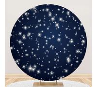 Leyiyi 7.2x7.2ft Night Sky Star Round Backdrop Cover Glitter Starlight Universe Space Starry Photo Background Galaxy Starry Sky Backdrop for Baby Children Kids Birthday Baby Shower Party Decor Banner