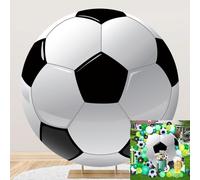Leyiyi 7.2x7.2ft Soccer Round Backdrop Black and White Round Backdrop Cover Sports Theme Football Background for Kis Boys Man Birthday Party Newborn Soccer Gender Reveal Party Decoration Banner