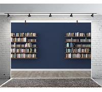 Leyiyi 7 x 5 ft Photography Background Study Interior Backdrop Happy Birthday Wooden Bookshelf Wedding Booth Grunge Cement Floor Hardcover Books Reading Office Photo Portrait Vinyl Studio Video Prop