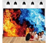 Leyiyi 7x5ft Ice and Fire Backdrop Abstract Red Flame Blue Water Mix Artistic Photography Background for Women Men Birthday Party Decoration Raging Fire Wallpaper Personal Portraits Studio Props