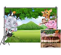 Leyiyi 7x5ft Photography Backgroud Cartoon Birthday Backdrop Room Wallpaper Jungle Zoo Zebra Elephant Lion Dragon Monkey Grassland Mountain Baby Shower Photo Portrait Vinyl Studio Video Prop