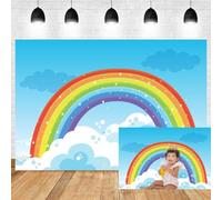 Leyiyi 8x6ft Photography Backdrop Rainbow Background Baby Baptism Baby Shower Starry Sky Cloud Skyline Vlogger Cake Table Kids Happy Birthday Summer Party Pajama Photo Portrait Vinyl Studio Prop