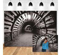 Leyiyi 8x6ft Photography Backdrop Underground Tunnel Backdrop Coal Mine Vinatge Grunge Wooden Board Iron Stent Virtual Halo Bokeh Luminous Light Beam Unsurfaced Road Vinyl Photo Booth Pops