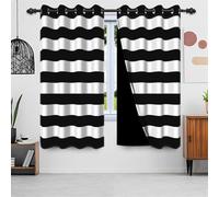 Leyiyi Black and White Stripe Blackout Curtains Horizontal Striped Printed Window Curtains Minimalist Simple Aesthetic Art Cool Window Drapes for Bedroom Living Room Decor 42x96 Inch,2 Panels