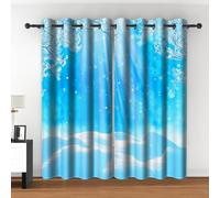 Leyiyi Christmas Blackout Curtains Winter Dreamy Scenery Thick Snow Road Tree Branch Sunshine Window Curtains Sparkling Virtual Halo Bokeh Blue Window Drapes for Bedroom Nursery 42x63 Inch,2 Panels