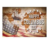 Leyiyi Happy Columbus Day Backdrop 8x6.5ft Photography Backdrop Vintage Nautical Map USA Flag Grunge Sailboat USA Federal Holiday Discover Voyager Celebration Backdrop