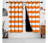 Leyiyi Orange and White Stripe Blackout Curtains Horizontal Striped Printed Window Curtains Minimalist Simple Aesthetic Art Cool Window Drapes for Bedroom Living Room Decor 42x63 Inch,2 Panels