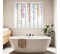Leyiyi Waterproof Shower Window Curtain for Privacy, Colorful Eucalyptus Leaves Vine Small Short Shower Curtain with Hooks, Plants Leaf Sage Mini Bathroom Window Curtain 30x36 Inch