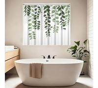Leyiyi Waterproof Shower Window Curtain for Privacy, Green Eucalyptus Leaves Vine Small Short Shower Curtain with Hooks, Plants Leaf Sage Mini Bathroom Window Curtain 30x36 Inch