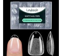 LEYKOSH 240PCS 15 Sizes Nail Tips for Gel Extensions Half Matte Clear Acrylic Soft Gel X Full Cover Tips Pre-shaped Press On Nail for Home DIY and Art Salon