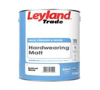 Leyland Trade Hardwearing Brilliant White Matt Emulsion Paint, 5L