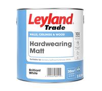 Leyland Trade - Hardwearing Matt Paint - Brilliant White - Stain and Moisture Resistant - Suitable for Kitchens and Bathrooms - 2.5L