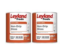 Leyland Trade Non Drip Gloss Paint Brilliant White 750ml Pack of 2