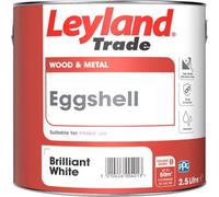 Leyland Trade Pure Brilliant White Eggshell Metal & Wood Paint, 2.5L