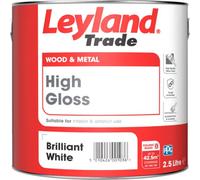 Leyland Trade Pure Brilliant White Gloss Metal & Wood Paint, 2.5L