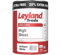Leyland Trade - Pure Brilliant White - Gloss - Wood & Metal Paint - 20% Extra Free - 3L