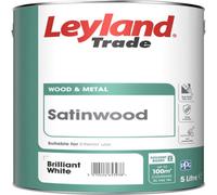 Leyland Trade Pure Brilliant White Satinwood Metal & Wood Paint, 5L