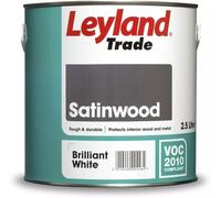 Leyland Trade Satinwood Paint Brilliant White 2.5L Pack of 2 - 1