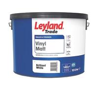 Leyland Trade Vinyl Matt Paint Brilliant White 10L - Pack of 2